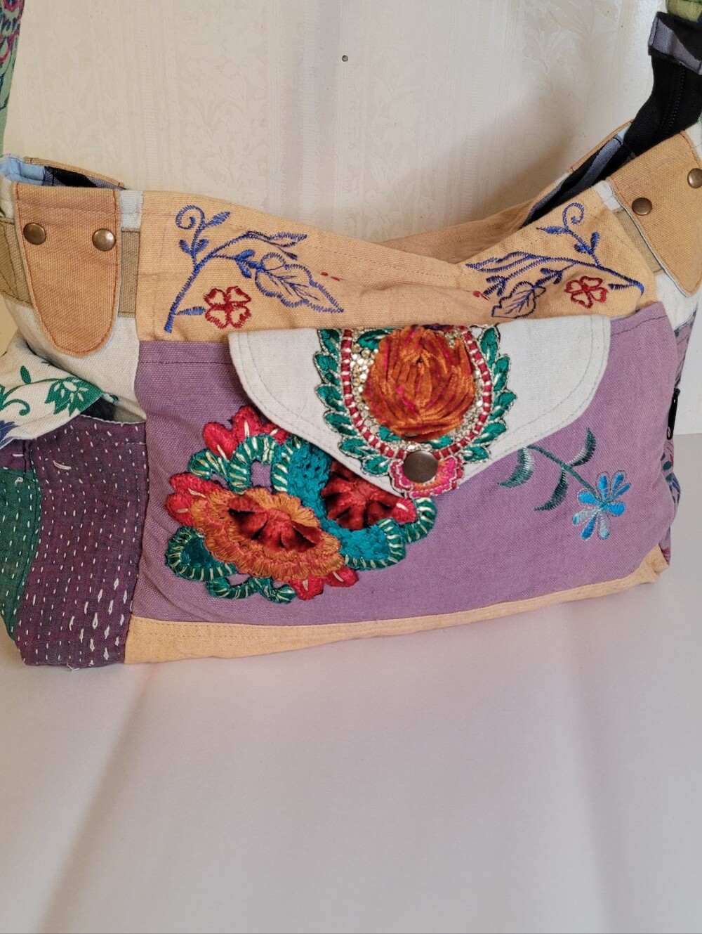 Blue Sky Boho Hippie Crossbody Bag - Picture 3 of 14